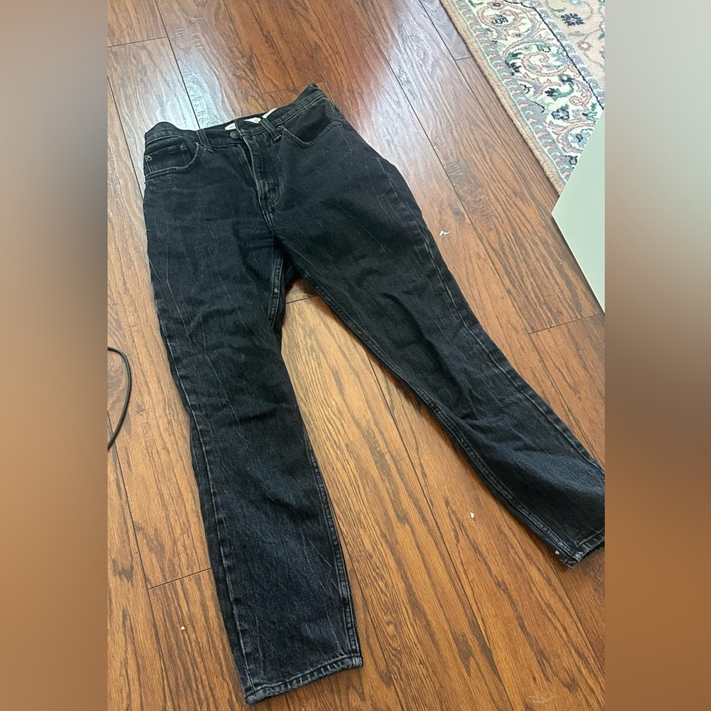 Abercrombie high rise mom jeans dark gray